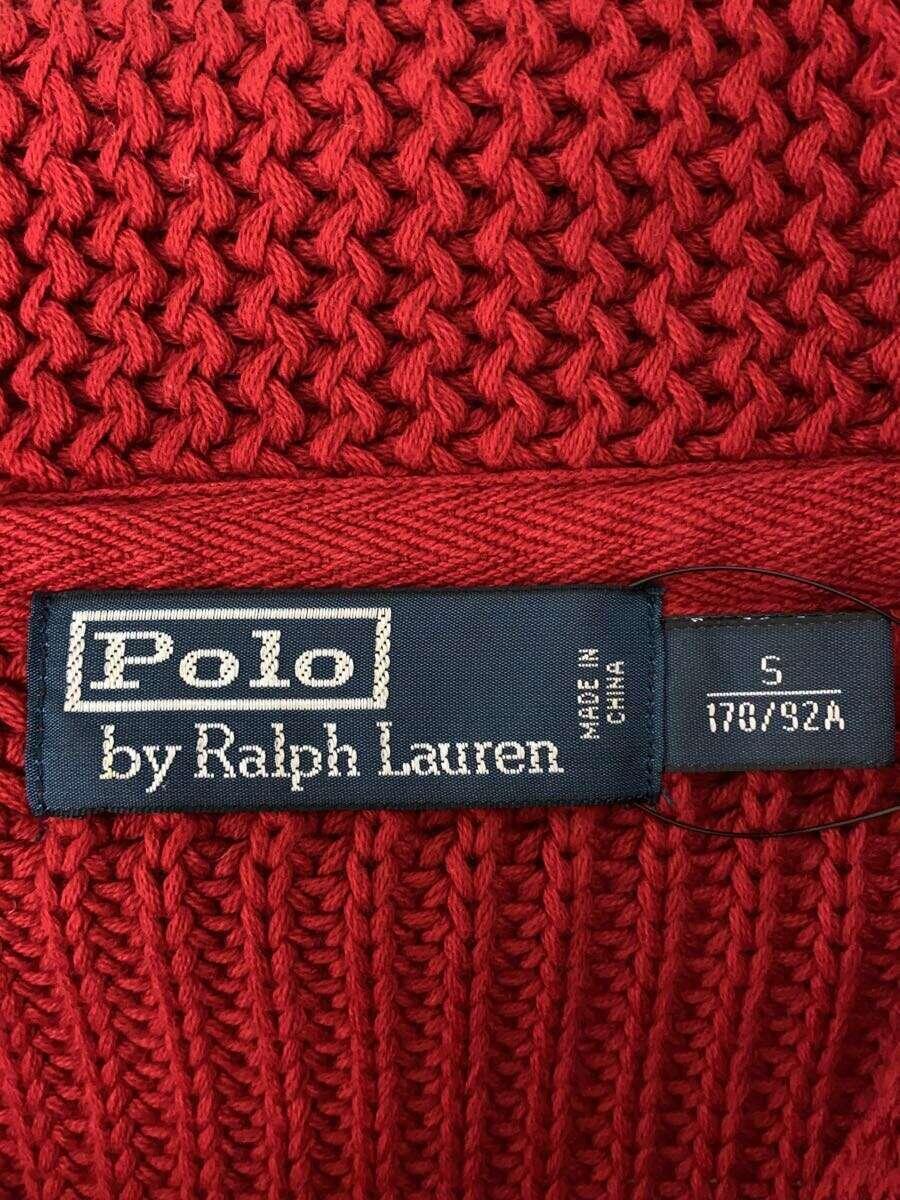 POLO RALPH LAUREN◆カーディガン(厚手)/S/コットン/RED/0185414WGB_画像3