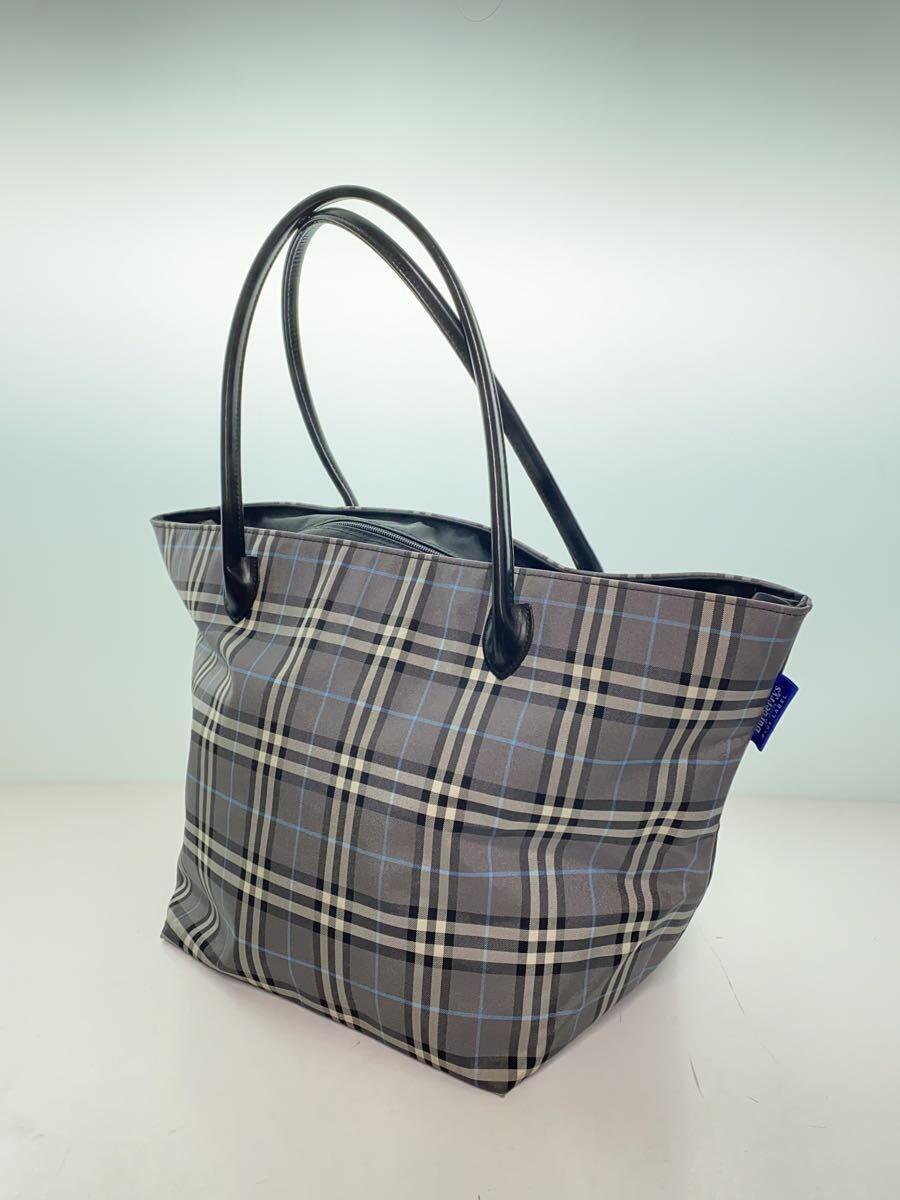 BURBERRY BLUE LABEL◆トートバッグ/ナイロン/GRY/チェック/BT601-204/ノヴァチェック_画像2