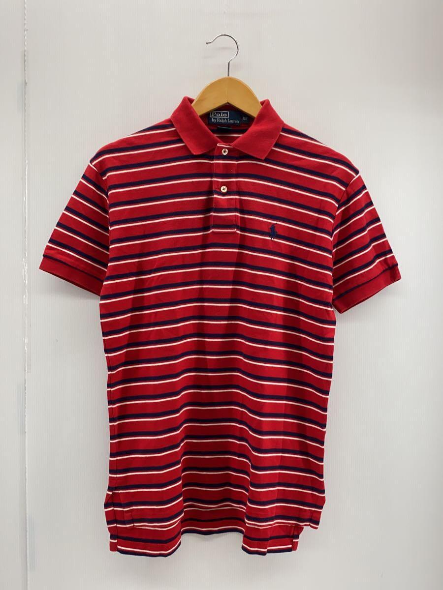 POLO RALPH LAUREN◆ポロシャツ/XS/コットン/RED/ボーダー_画像1