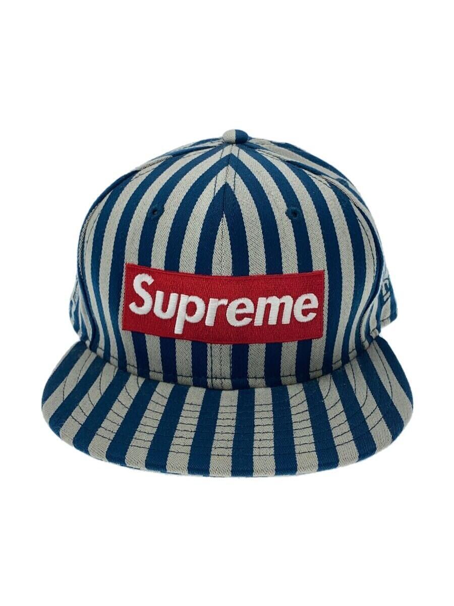 Supreme◆13AW/Stripe Box Logo/キャップ/7 1/2/ウール/BLU/ストライプ/メンズ