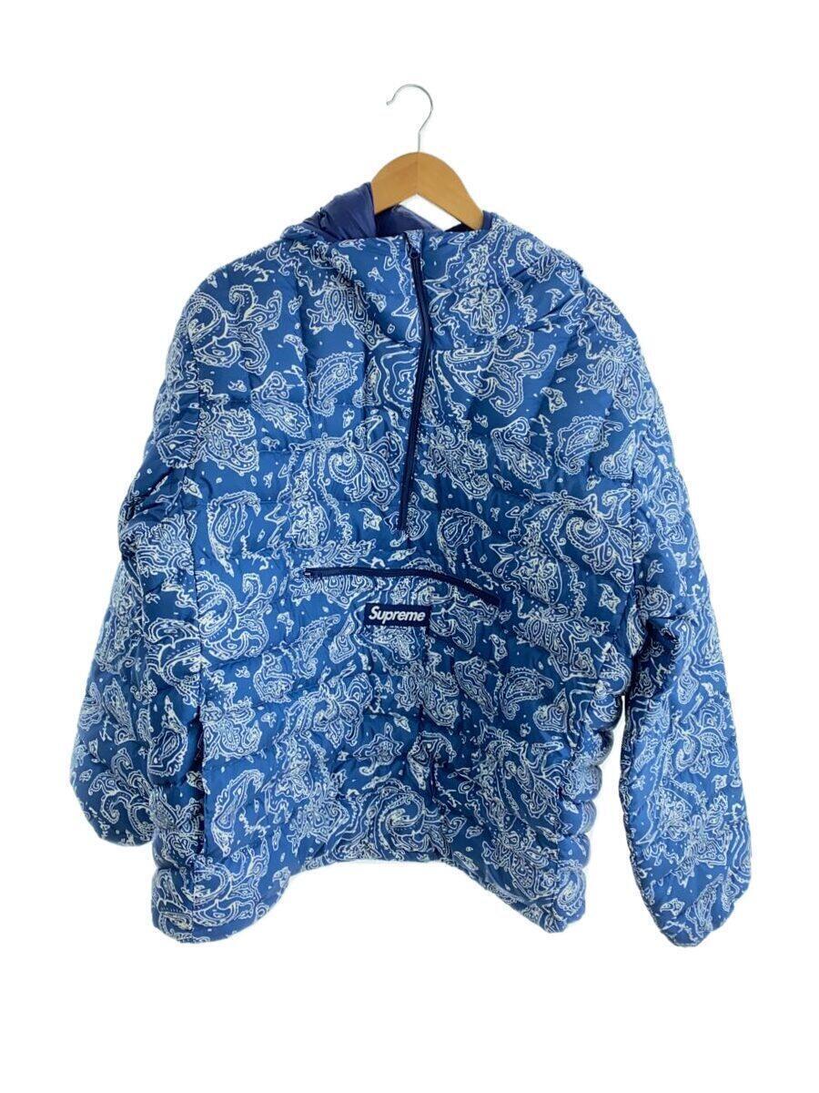 Supreme◆22AW/micro down half zip hooded pullover/タグ付/BLU/総柄