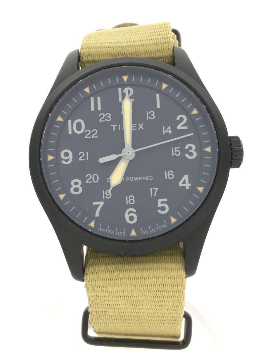 TIMEX◆ソーラー腕時計/アナログ/ナイロン/ブラック/カーキ/TW2V00400