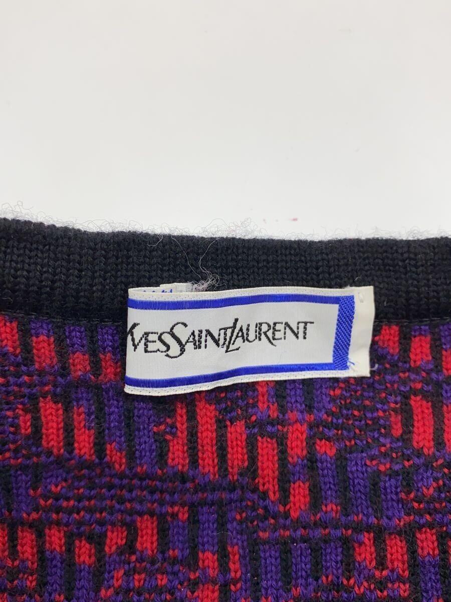 YVES SAINT LAURENT◆長袖ワンピース/M/ウール/RED/レオパード/SQ6I-642_画像3