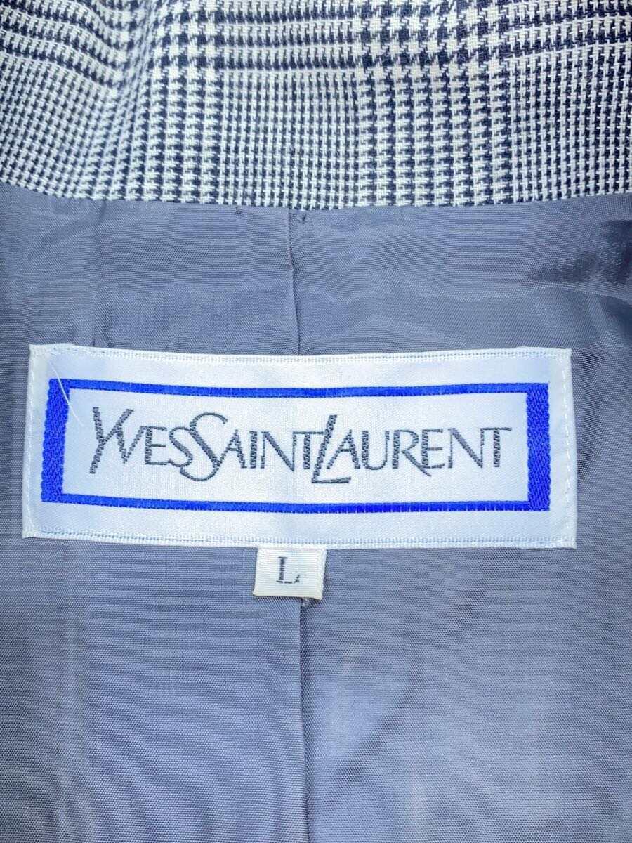 YVES SAINT LAURENT◆セットアップ/L/ウール/BLK/グレンCK_画像3