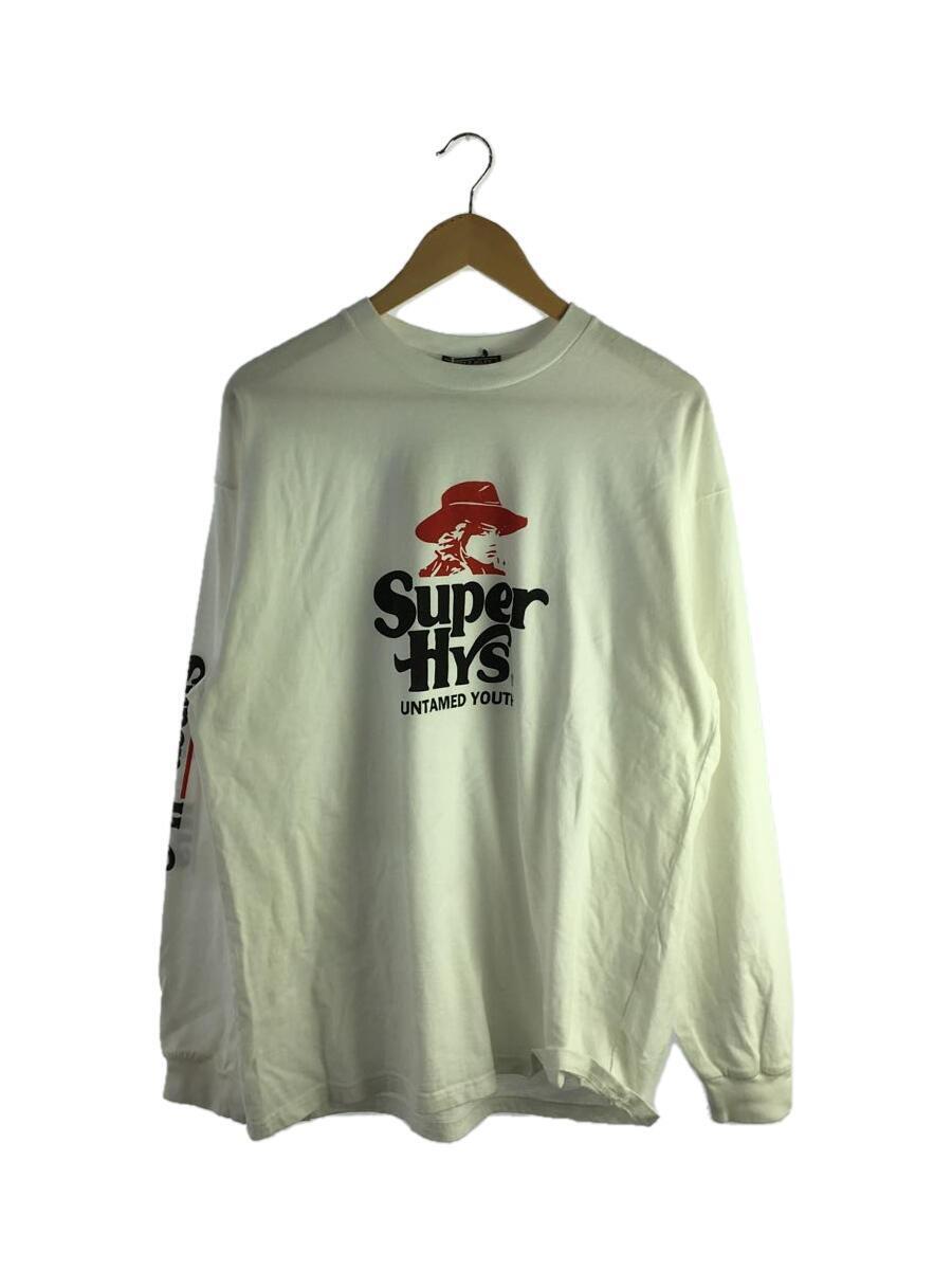 HYSTERIC GLAMOUR◆SUPER HYS/長袖Tシャツ/XL/コットン/WHT/02233CL13