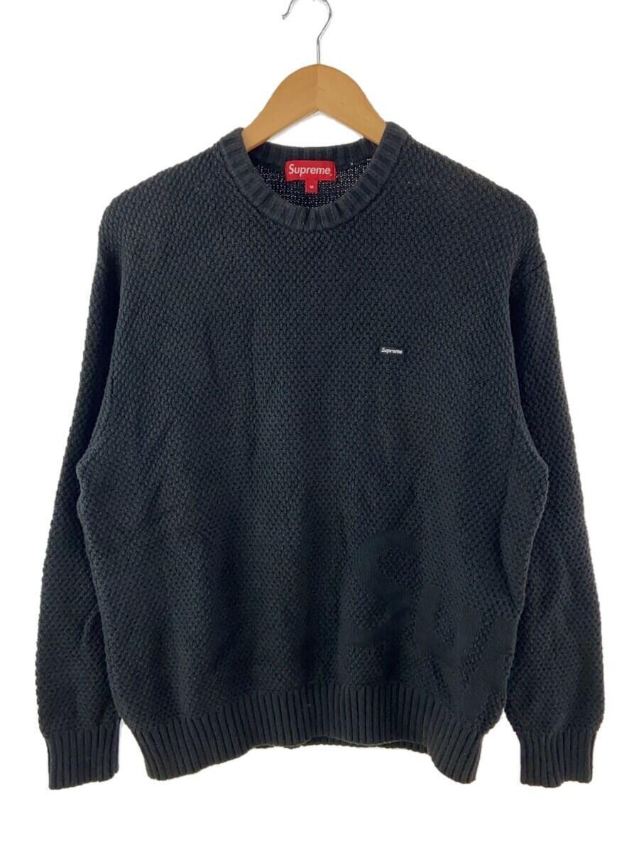 Supreme◆textured small box sweater/セーター/M/コットン/BLK/ニット/黒