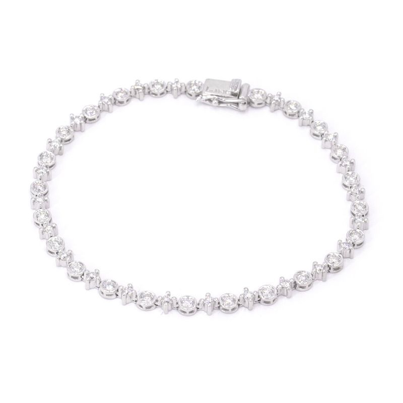 Браслет Devias Line Bracelet K18WG Всего 1,50CT Natural Diamond Новое готовое белое золото Используется бесплатная доставка