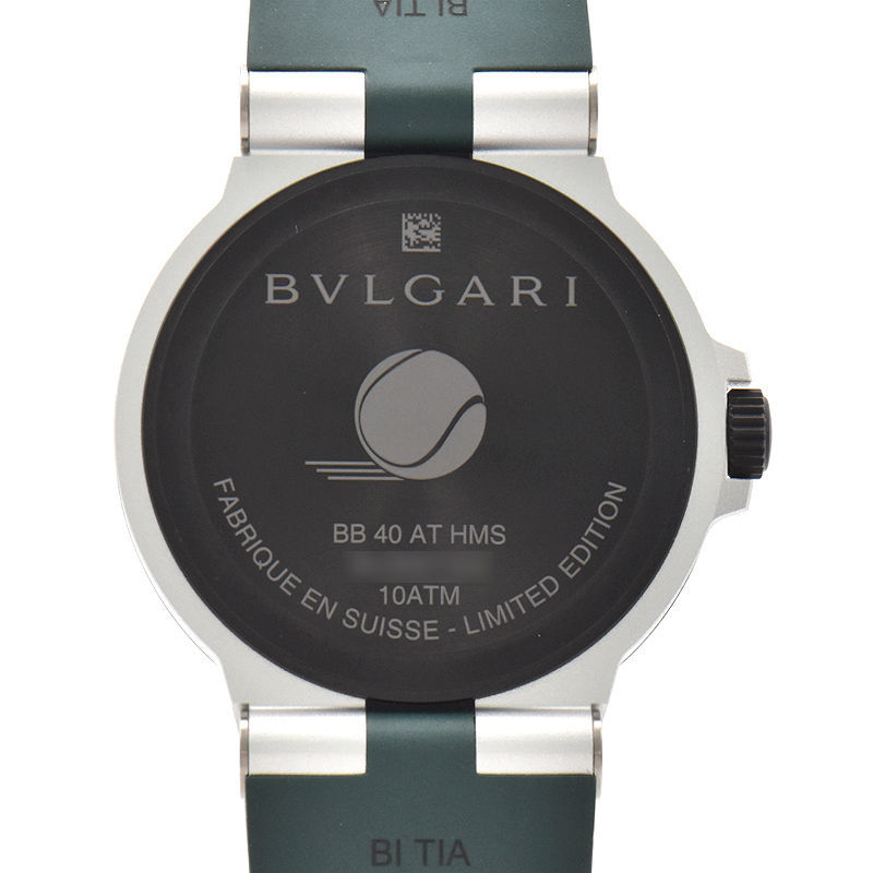 [3 year guarantee ] BVLGARY men's aluminium Match Point limitation BB40ATHMS 103854 rubber belt silver self-winding watch wristwatch used free shipping 