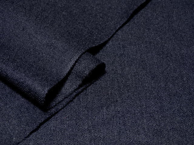 ウール/ポリ混 fashionニット やや薄 ソフト 微光沢 紺系 10mの画像2
