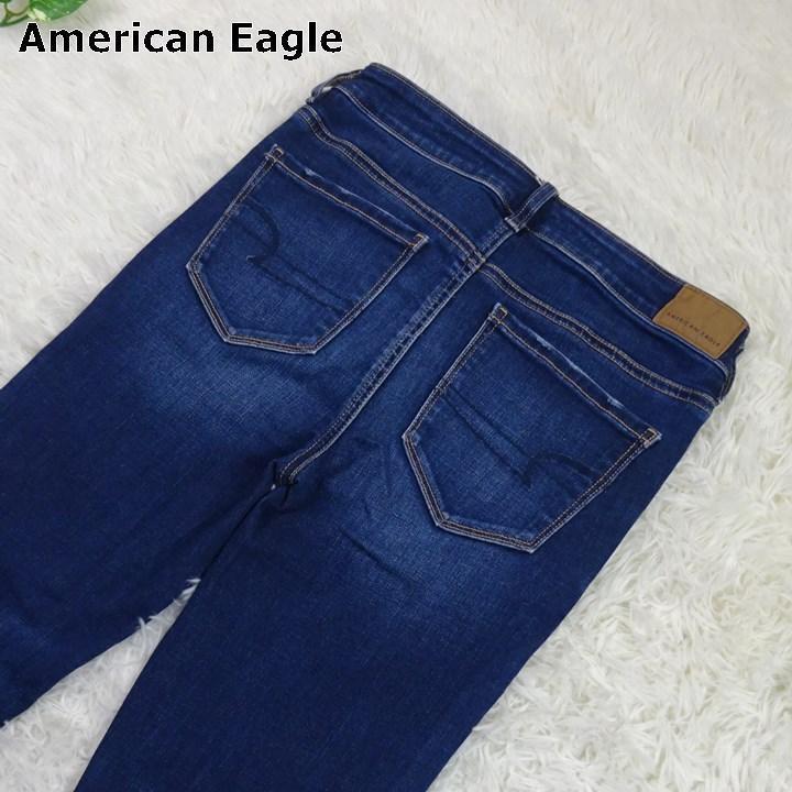 American Eagle　アメリカンイーグル　ハイライズジェギング　ユーズド加工ストレッチスキニーデニムパンツ　US4 SHORT