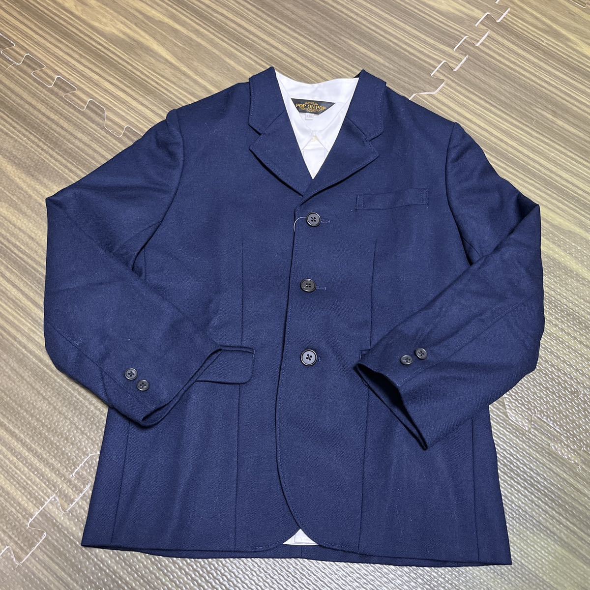 6-6 новый товар Kids формальный костюм 3 пункт выставить церемония темно-синий tailored jacket + шорты + белый рубашка 130.. тип входить . тип 