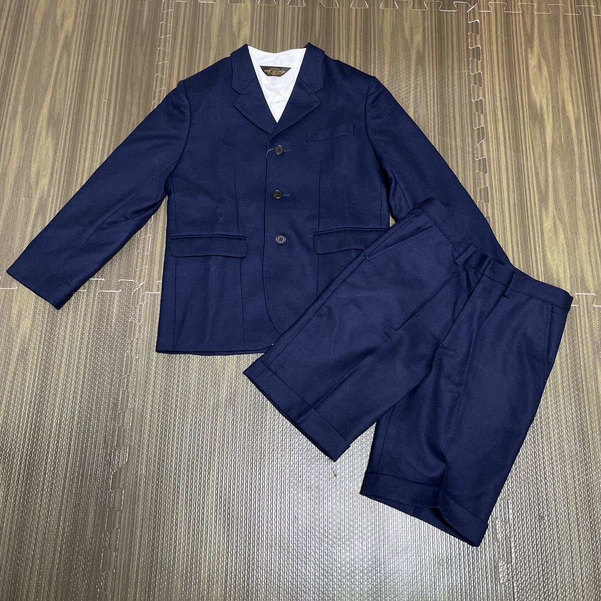 6-6 новый товар Kids формальный костюм 3 пункт выставить церемония темно-синий tailored jacket + шорты + белый рубашка 130.. тип входить . тип 