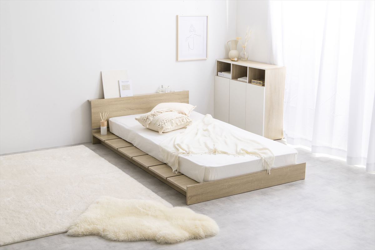 [ free shipping ][ semi-double ]Yuseong width 140cm wide width duckboard low bed head board type ( bonnet ru with mattress )