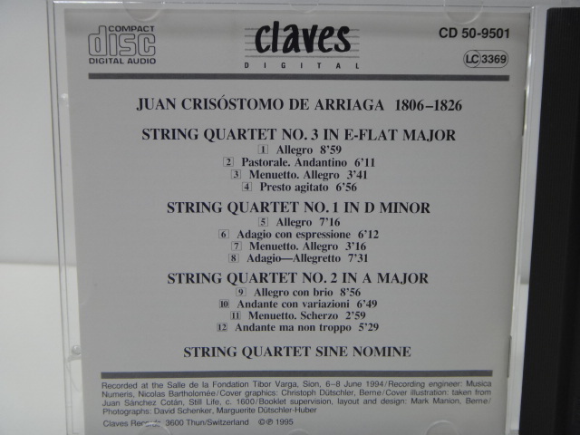 【478】☆CD☆Arriaga: The Three String Quartets / Quartet Sine Nomine ☆_画像4