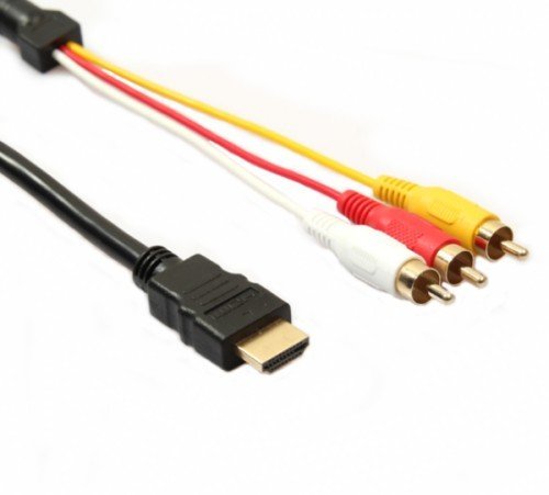 【vaps_2】HDMI A/M TO RCA3 単方向 変換ケーブル(デジアナ変換なし) 《1.5m》 BK HDMIオス-3RCA(赤白黄) 金メッキ 送込_画像1