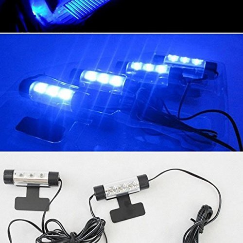 【VAPS_1】車載用 ブルーLED フットランプ 足元 フロアライト 4ユニット×3LED 送込_画像3