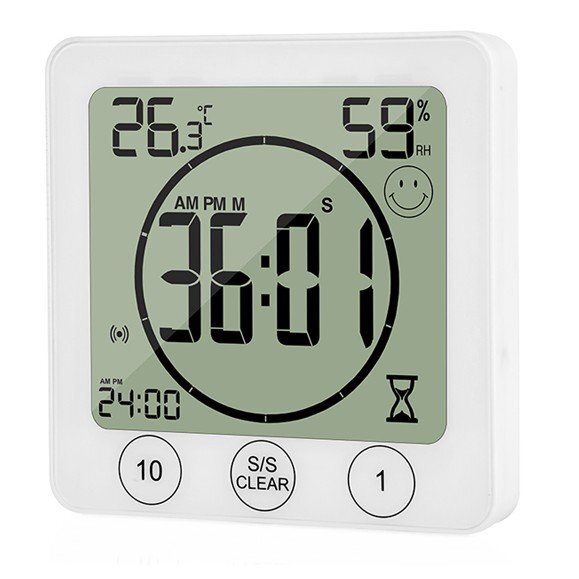 【vaps_7】防水 デジタル 温湿度計 時計 タイマー 温度計 湿度計 湿温計 デジタル 置き時計 浴室 送込_画像1