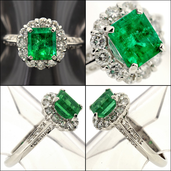 J104【BSJJ】Pt900 エメラルド 1.51ct ダイヤモンド 0.488ct リング プラチナ 宝石鑑別書 約12号 中央宝石研究所 GIA 本物 - エメラルド J104【BSJJ】Pt900 エメラルド 1.51ct ダイヤモンド 0.488ct リング プラチナ 宝石鑑別書 約12号 中央宝石研究所 GIA 本物 - エメラルド