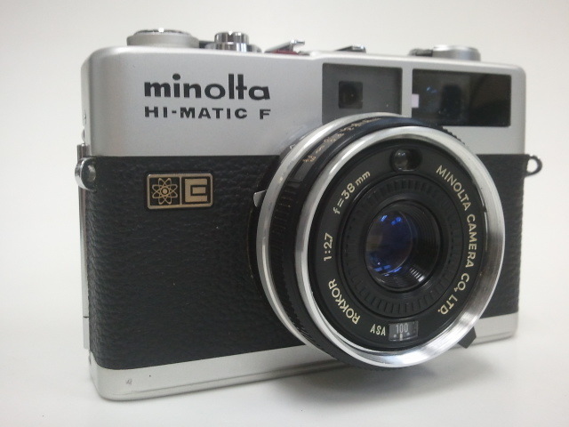 ☆r☆【写真・レトロカメラ】MINOLTA ミノルタHI-MATIC F ハイマチック/コンパクト フイルムカメラ シルバー☆_画像2