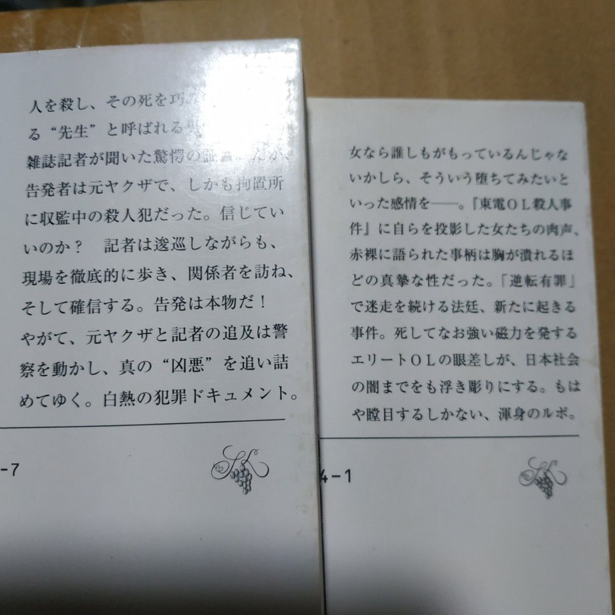 傑作ノンフィクション4冊 でっちあげ福岡殺人教師事件の真相 東電OL症候群 殺人犯はそこにいる幼女連続殺人 凶悪-ある死刑囚の告発