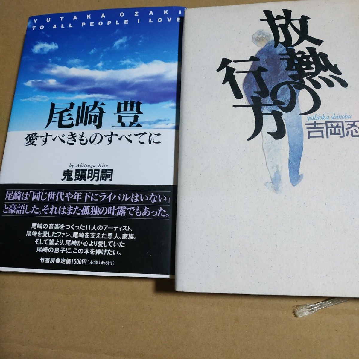 尾崎豊2冊 放熱の彼方/足立倫行 尾崎豊-愛すべきすべてのものに/鬼頭明嗣