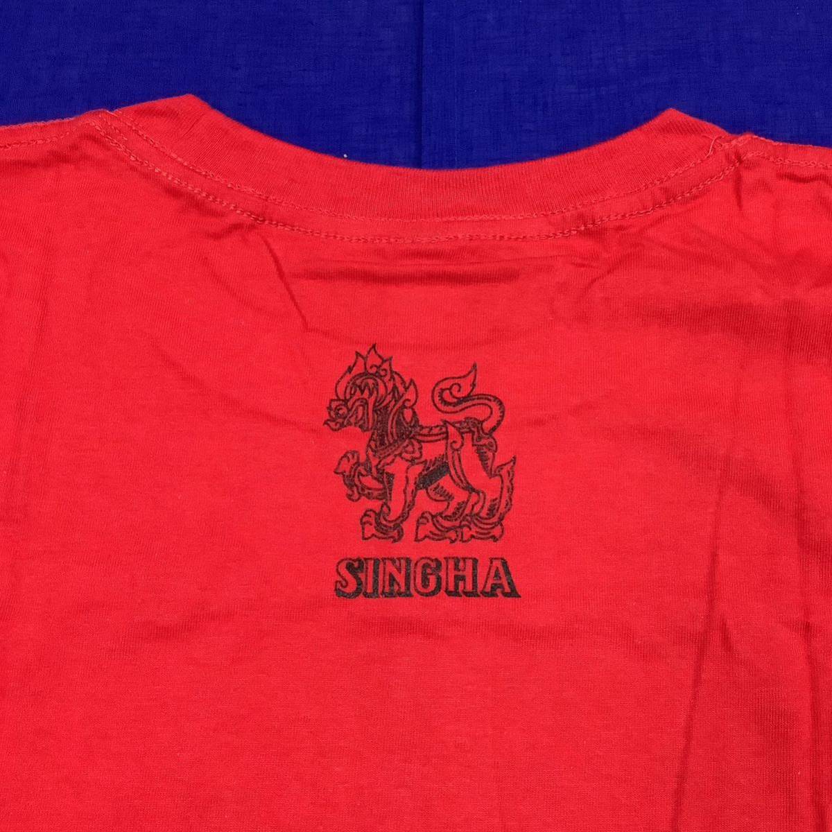 SR10D3. デザインTシャツ XXLサイズ　赤　SINGHA シンハー　プリント 半袖Tシャツ_画像8