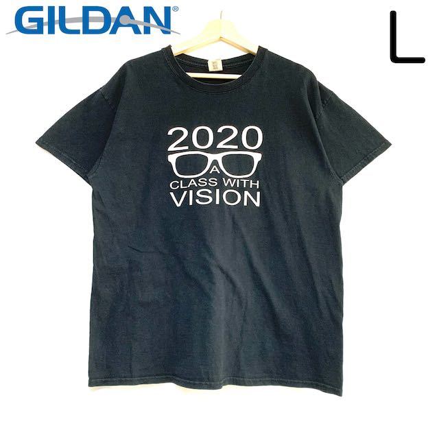 輸入古着 Gildan ギルダン アドバタイジング Tシャツ メッセージプリント メガネ 2020 a class with vision_画像1