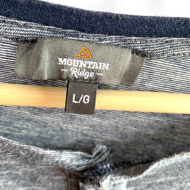 輸入古着 Mountain Ridge ヘンリーネック Tシャツ オーバーサイズ 霜降りネイビー ポケット付き_画像3