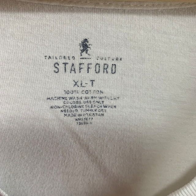 輸入古着 Stafford スタフォード 無地Tシャツ オーバーサイズ ゆったり ホワイト Vネックの画像3