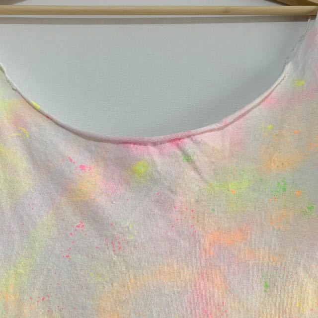  import old clothes off shoulder T-shirt cut and sewn paint Splash Y2K colorful BORO old clothes BORO
