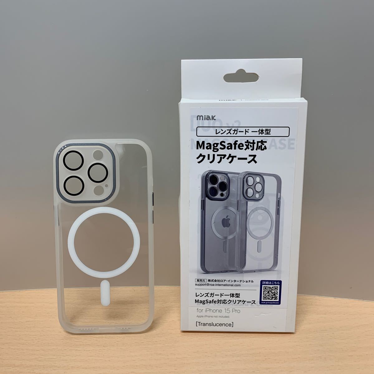 y021603m miak レンズガード 一体型 MagSafe 対応 クリアケース for iPhone 15 Pro 