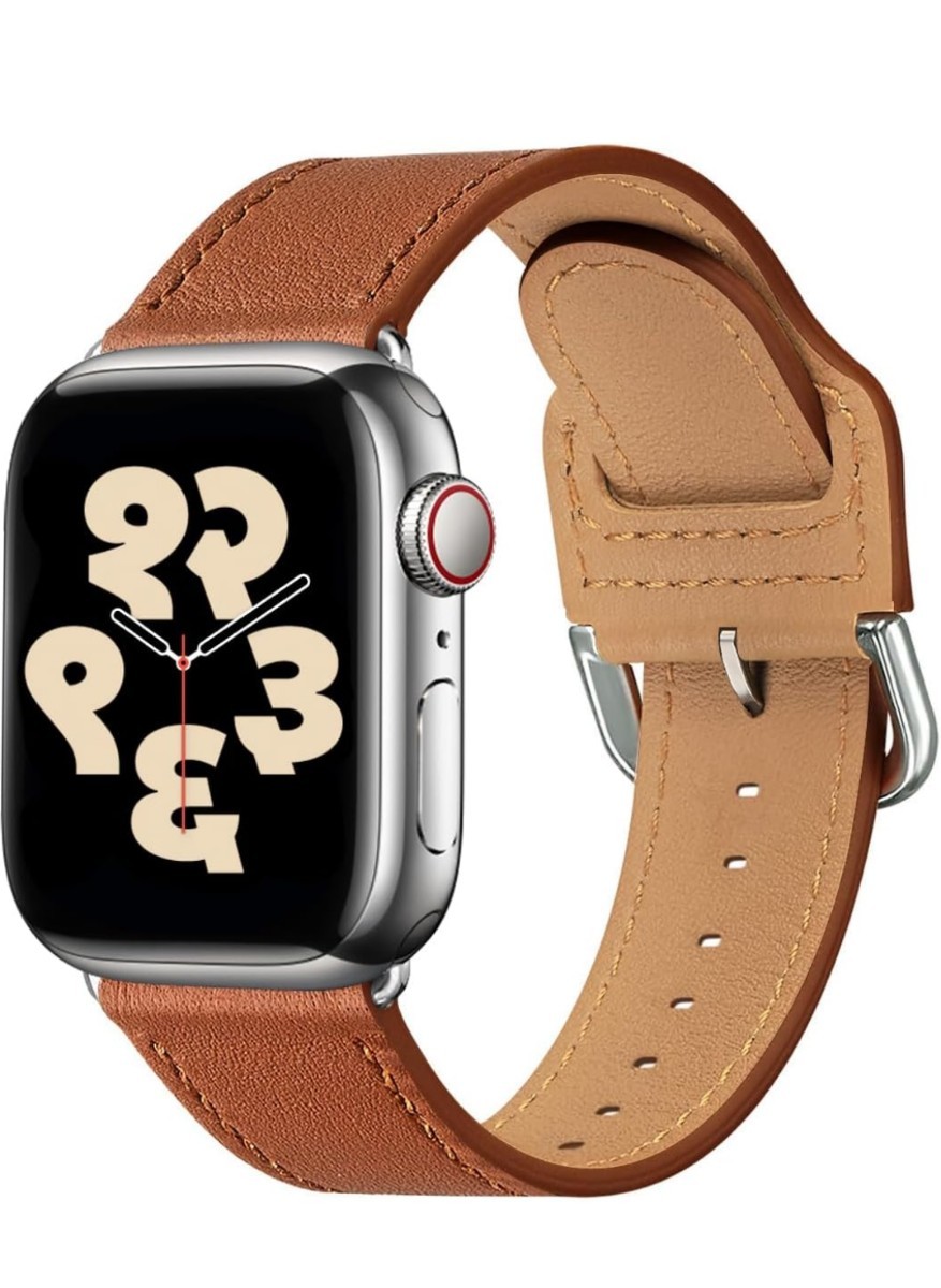 y022627fm LOVLEOP アップルウォッチ バンド レザー 本革製 コンパチブル 42mm 44mm 45mm 49mm iWatch Ultra 2 / Ultra Series ブラウン_画像1