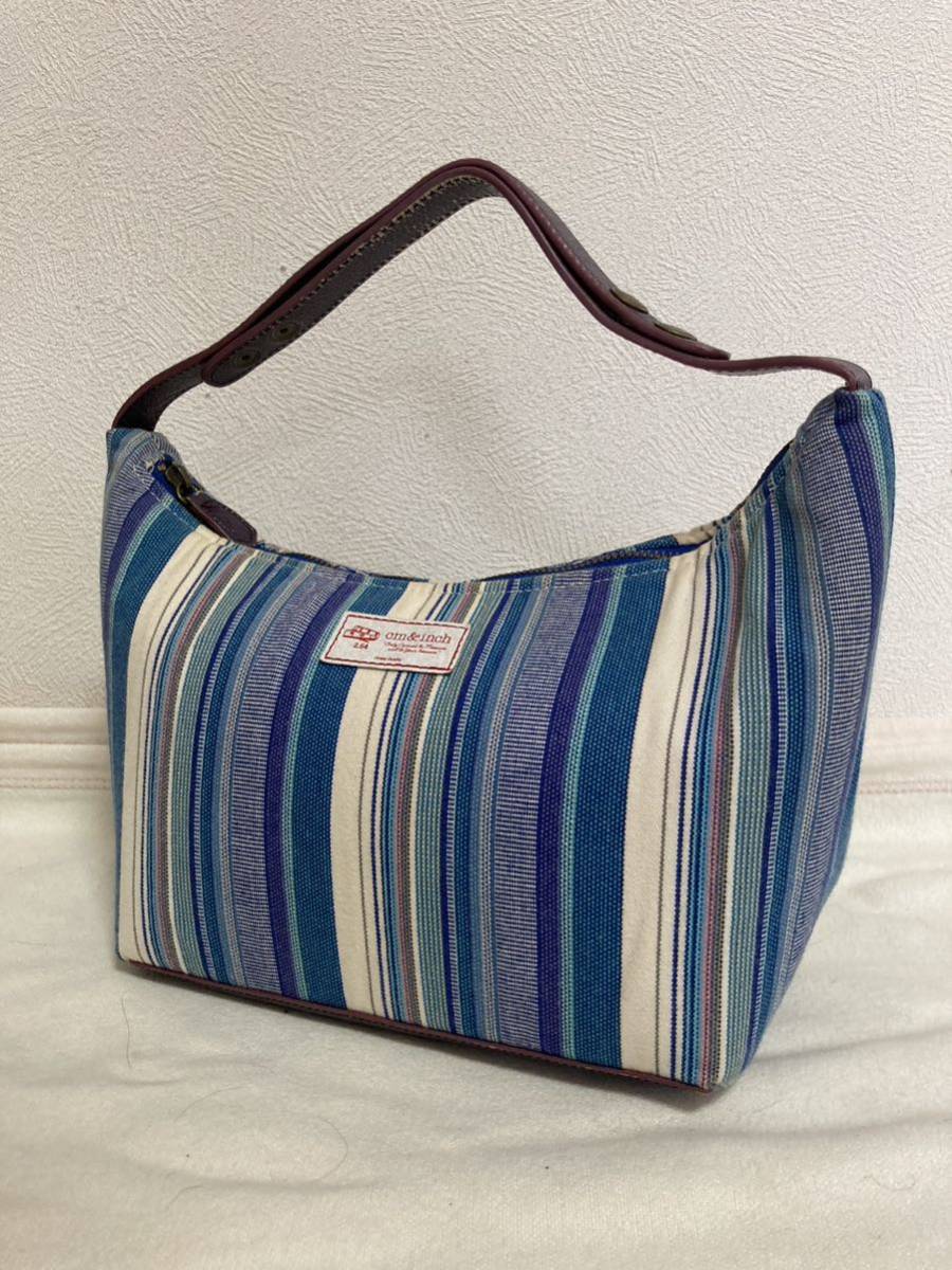 [ super-discount ] last Special break up cm&inch centimeter and -inch canvas handbag blue stripe pretty stylish super-discount!