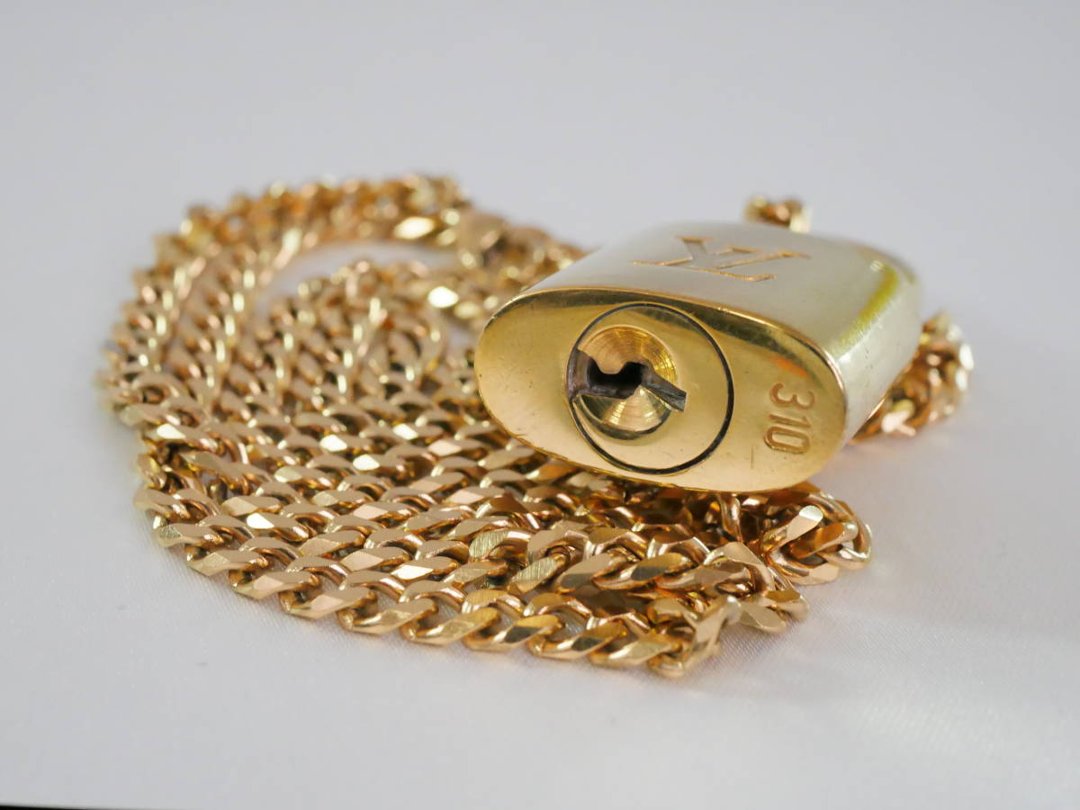 【送料無料】Louis Vuitton ルイヴィトン ゴールド パドロック ネックレス 喜平ネックレス付の画像3