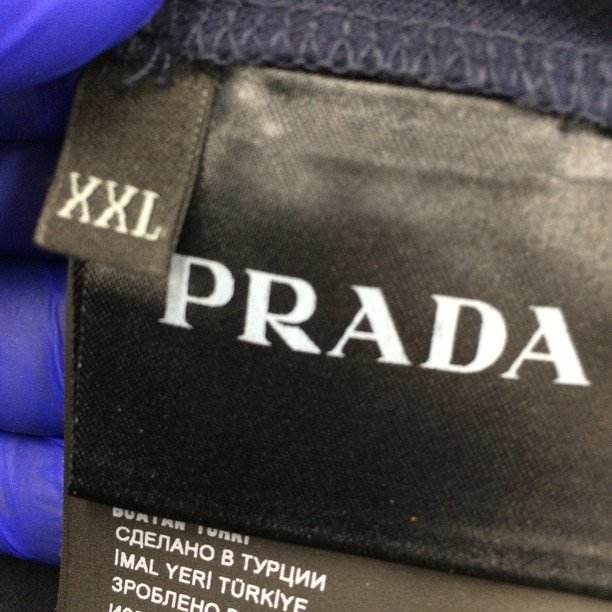 PRADA プラダ ストライプ 黒青 ポロシャツ メンズ XXLサイズ【CBAA5060】_画像5