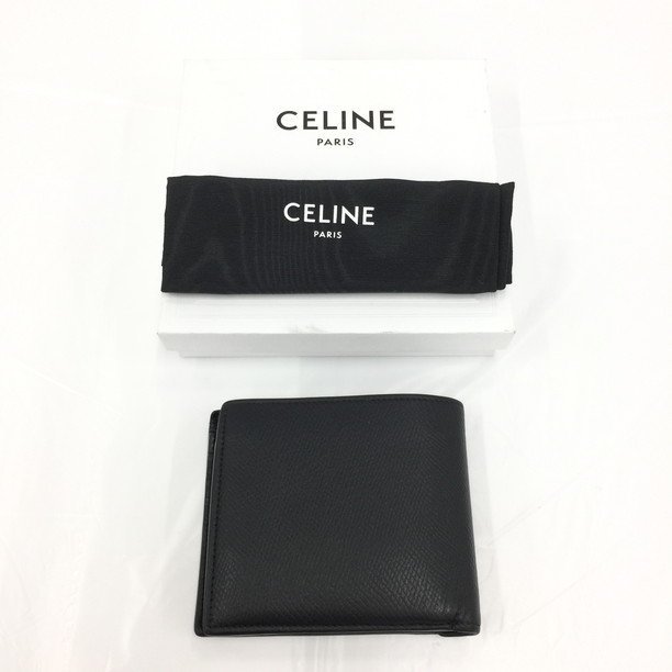 CELINE セリーヌ 二つ折り財布 レザー 黒系【CBAG3036】_画像2