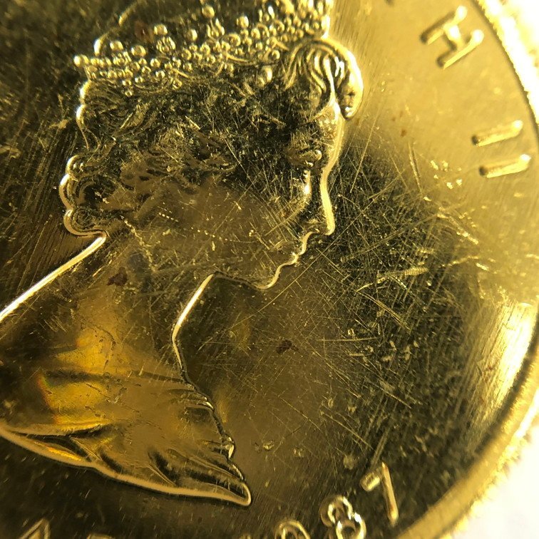 K24　金貨幣　カナダ　メイプルリーフ金貨　5ドル　2枚おまとめ　総重量6.2g【CBAB4037】_画像8