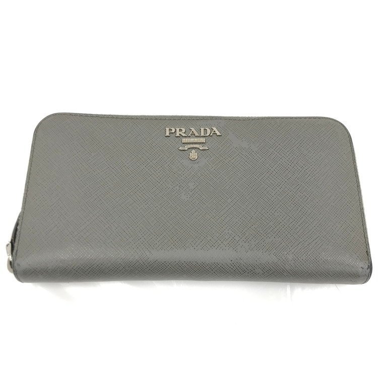 PRADA プラダ サフィアーノ ラウンドファスナー 財布 箱付【CBAH3049】_画像1