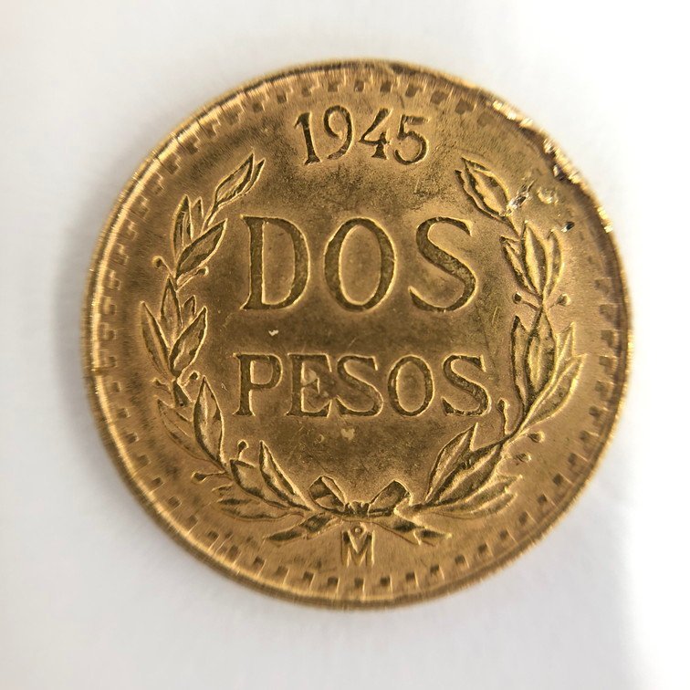K21.6　金貨幣　メキシコ　2ペソ　重量1.7g【CBAJ6050】_画像1