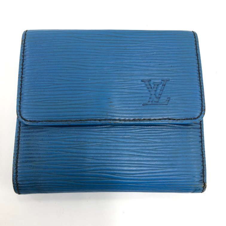 Louis Vuitton　ルイヴィトン　エピ　Wホック財布　ブルー　箱付き　ジャンク【CBAL6086】_画像1