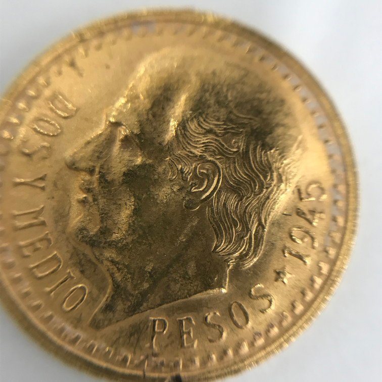 K21.6　金貨幣　メキシコ　2.5ペソ　重量2.2g【CBAS3062】_画像6