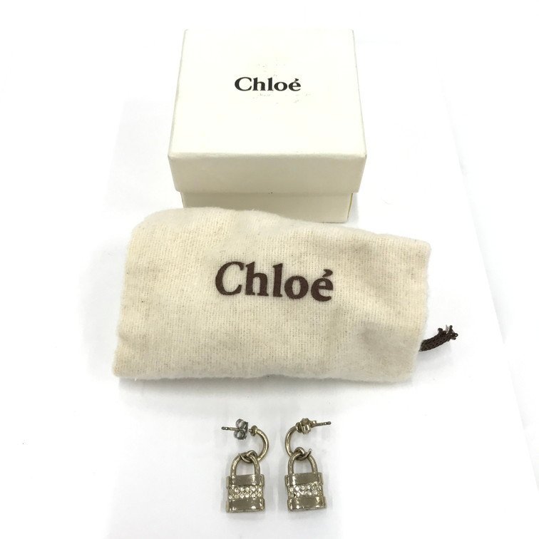 Chloe　クロエ　ラインストーン　ピアス　南京錠　箱付き【CBAS2016】_画像2