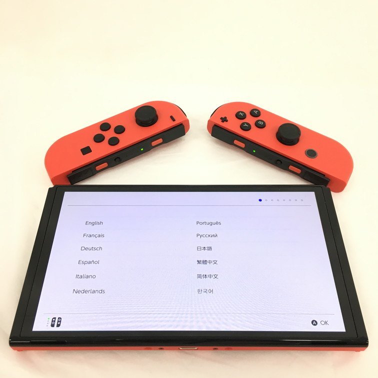 Nintendo Switch　ニンテンドースイッチ 有機ELモデル マリオレッド 通電○ 初期化済み 箱あり【CBAU1067】_画像10