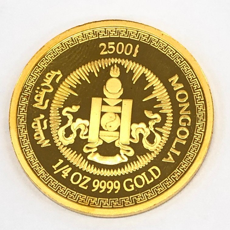 K24　金貨幣　モンゴル　2500トゥグルグ　重量7.8g【CBAZ8017】_画像2