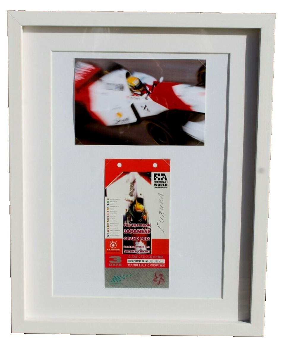 海外 送料込み 　アイルトン・セナ　F1　 　1993 F1 Grand Prix Race Ticket & Picture Framed　複製サイン　フレームディスプレイ　５