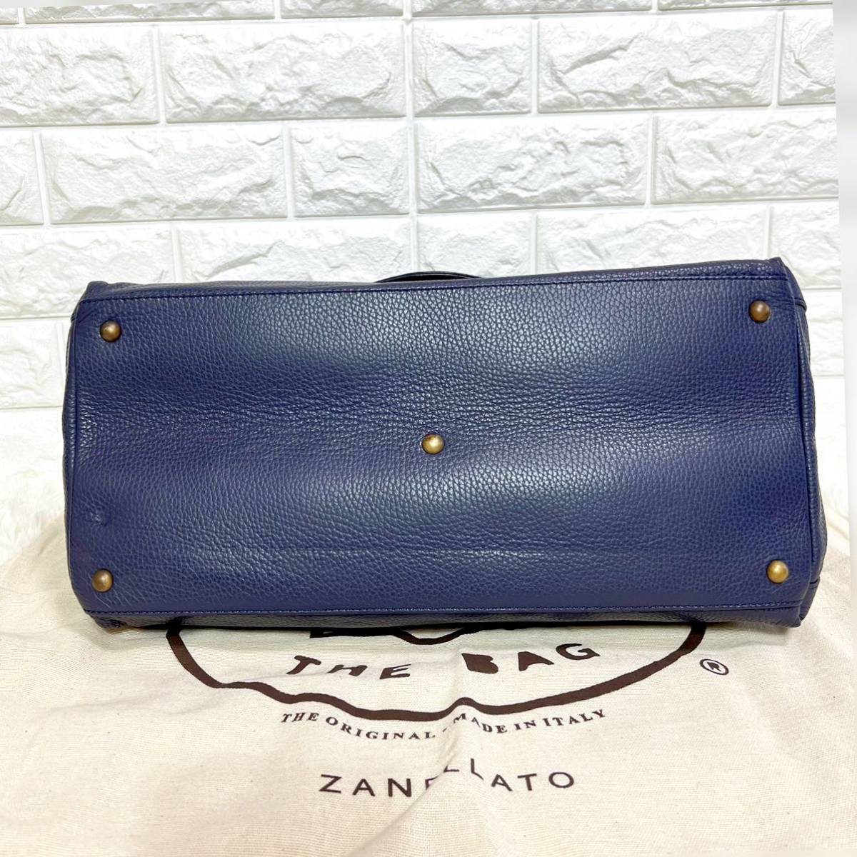 ZANELLATO 【極美品】ザネラート ポスティーナ L 2way ショルダーバッグ ハンドバッグ レザー 本革 シルバー金具 ネイビー 紺 イタリア製_画像5