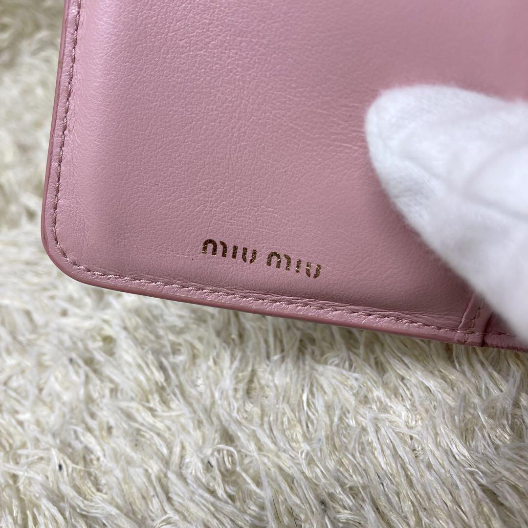 美品 MIU MIU ミュウミュウ 財布 リボン ゴールド金具 レザー 本革