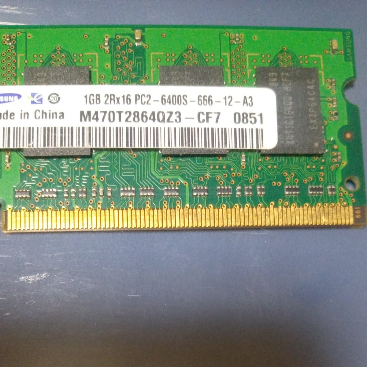 ジャンク ノートPC用メモリ　 SODIMM　 SAMSUNG　1GB PC2-6400S-666-12-A3