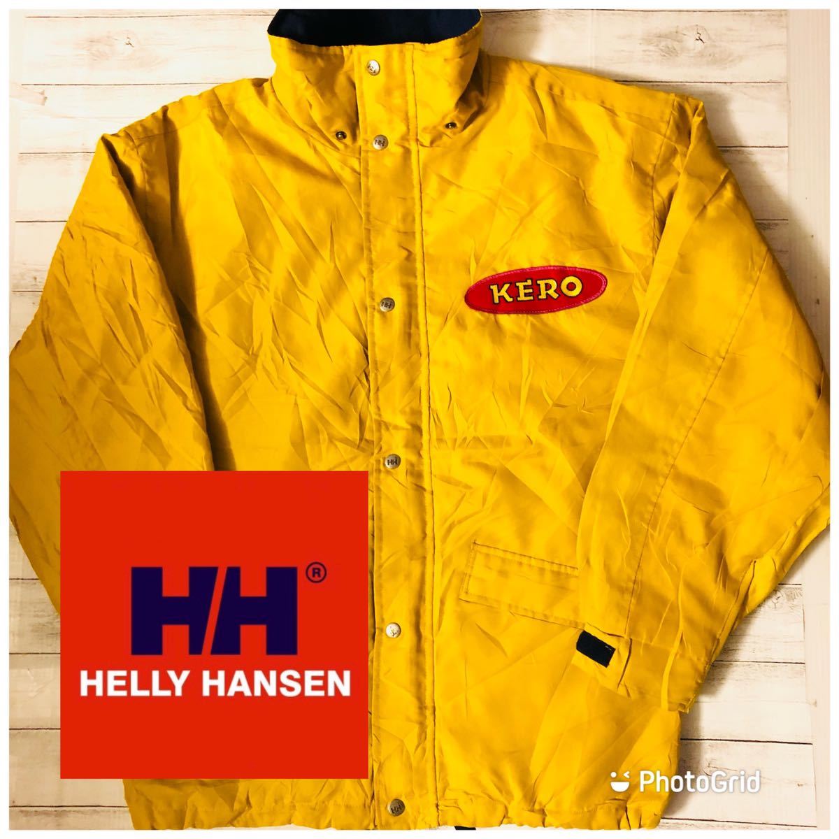 ヘリーハンセン　Helly Hansen S 企業ロゴ刺繍　ナイロン　中綿　マウンテンジャケット　イエロー_画像1