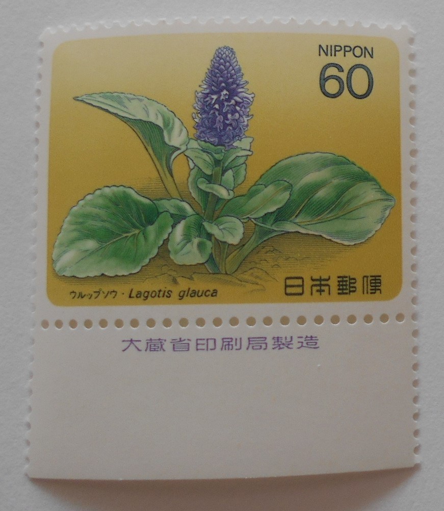 銘版付き高山植物1集 ウルップソウ 未使用60円切手・の画像1